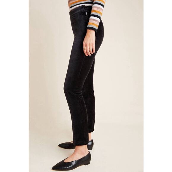 NWT Anthropologie The Essential Velvet Slim Trousers Black size 12 $120 - Picture 3 of 14